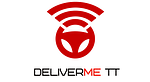 DeliverMe TT logo showing a red steering wheel with wireless signal bars above it and the brand name